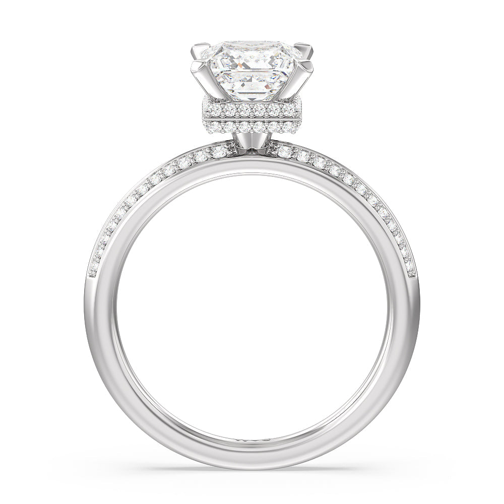 Knife Edge Diamond Hidden Halo Ring with Princess Cut Diamond in 14KT Platinum view 2
