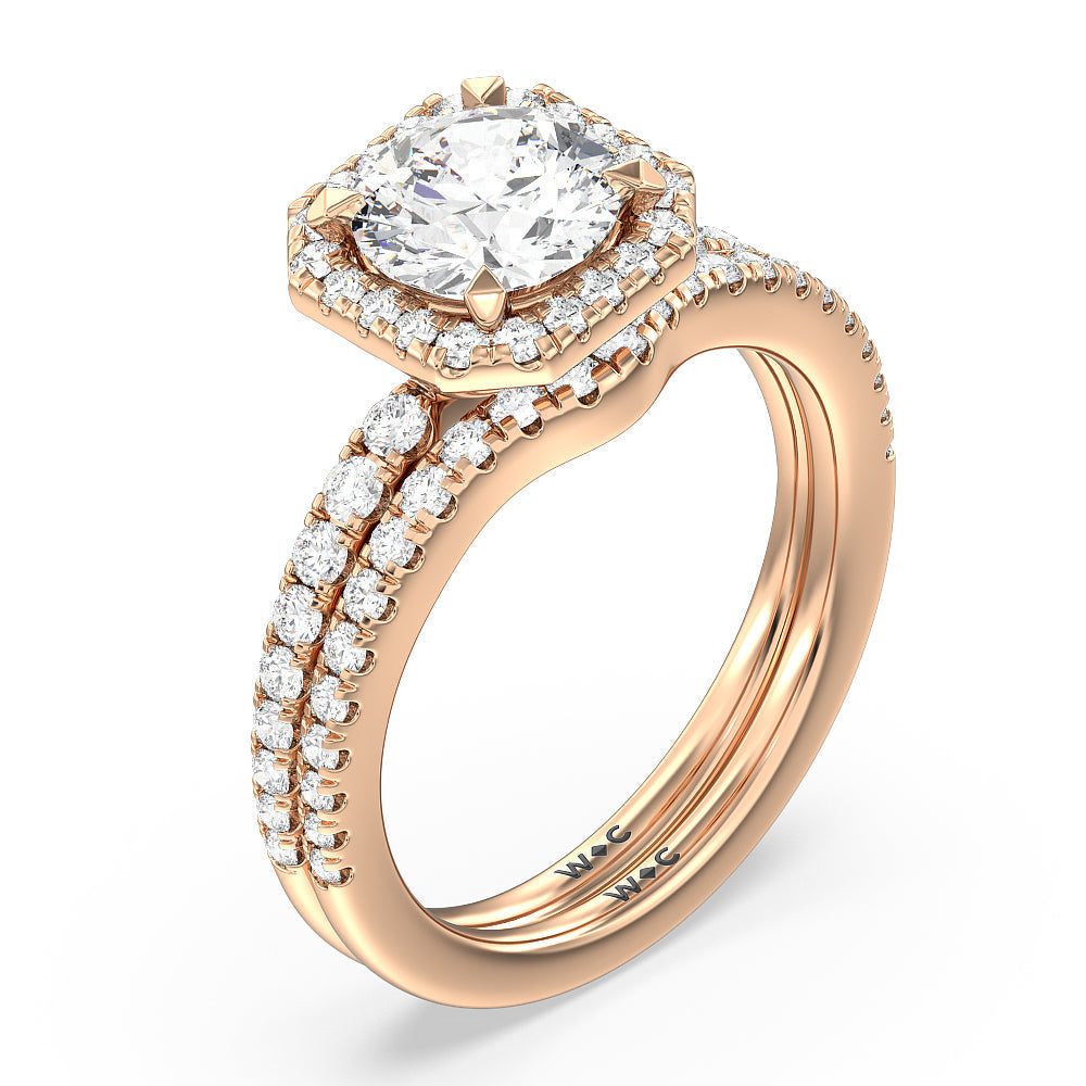 Cushion Cut Octagon Halo Engagement Ring with Lab Grown Diamond in 14KT Rose Gold view 4
