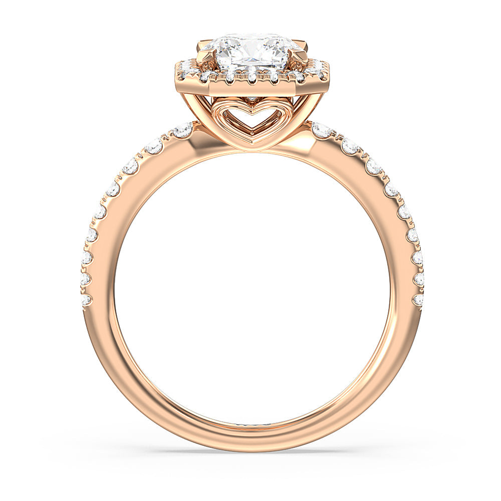 Cushion Cut Octagon Halo Engagement Ring with Lab Grown Diamond in 14KT Rose Gold view 2
