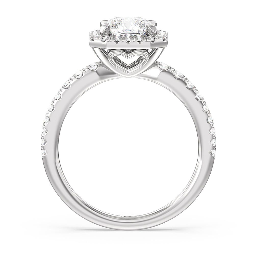 Cushion Cut Octagon Halo Engagement Ring with Lab Grown Diamond in 14KT Platinum view 2
