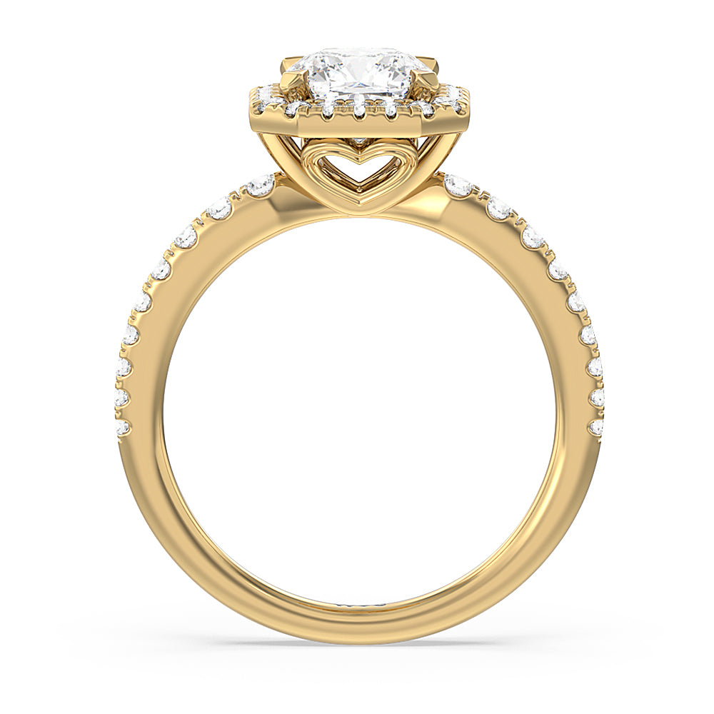 Cushion Cut Octagon Halo Engagement Ring with Lab Grown Diamond in 14KT Yellow Gold view 2
