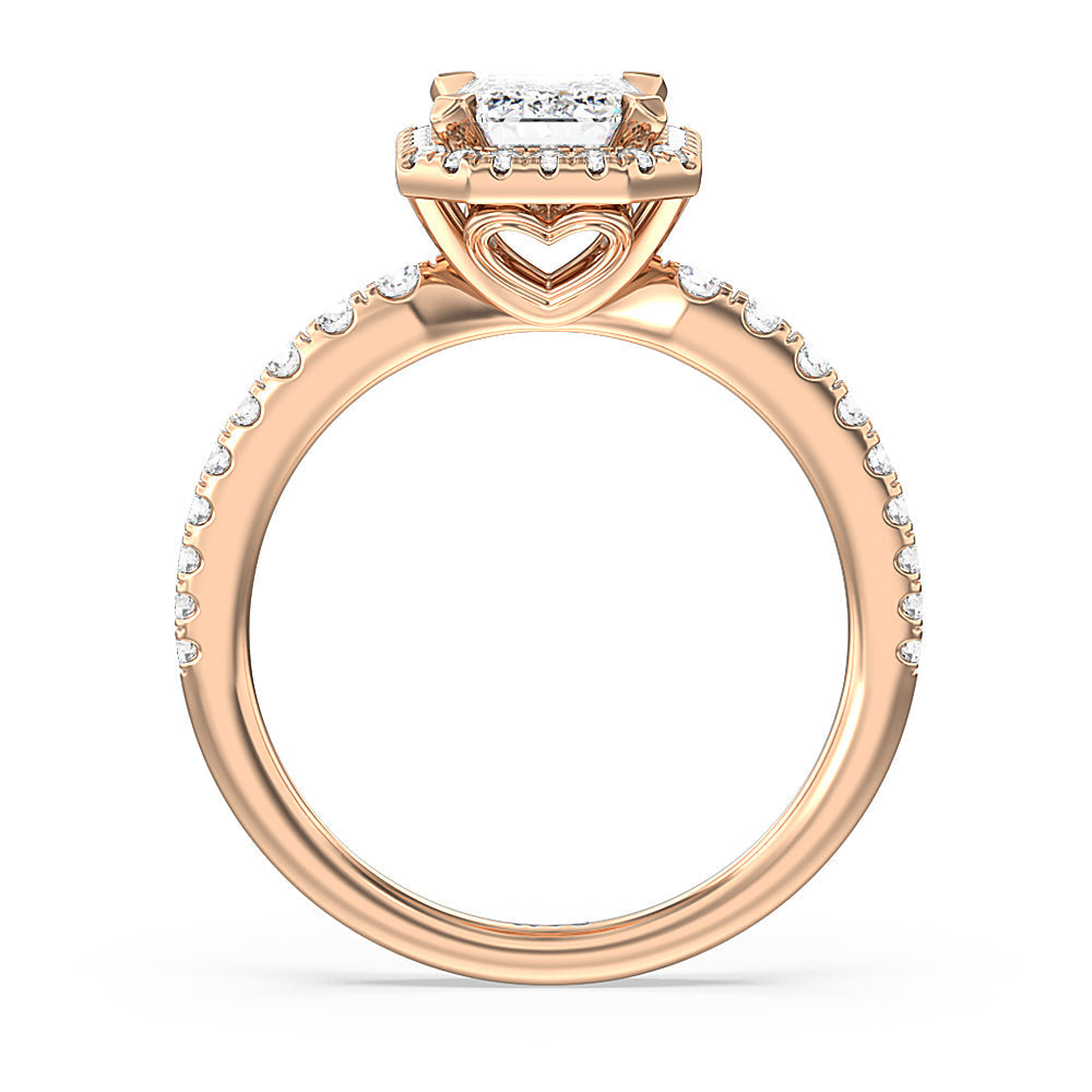 Emerald Cut Octagon Halo Engagement Ring with Lab Grown Diamond in 14KT Rose Gold view 2
