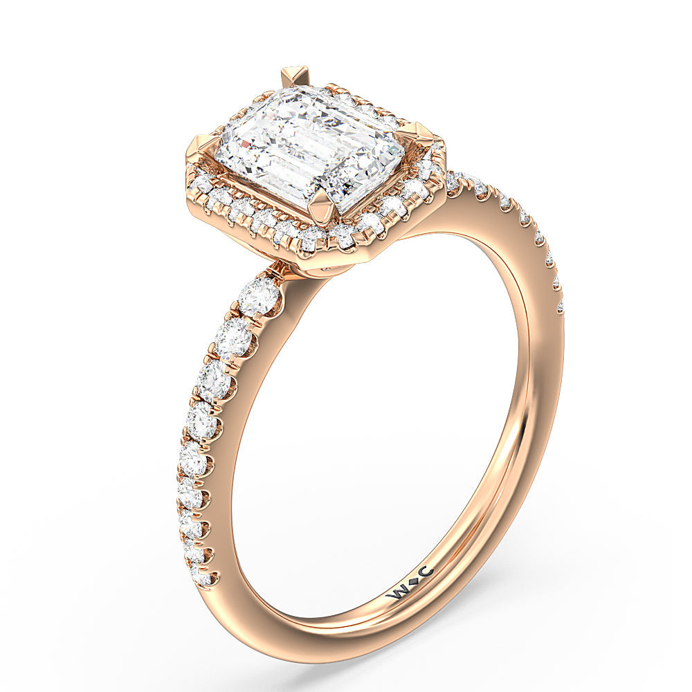 Emerald Cut Octagon Halo Engagement Ring with Lab Grown Diamond in 14KT Rose Gold view 3
