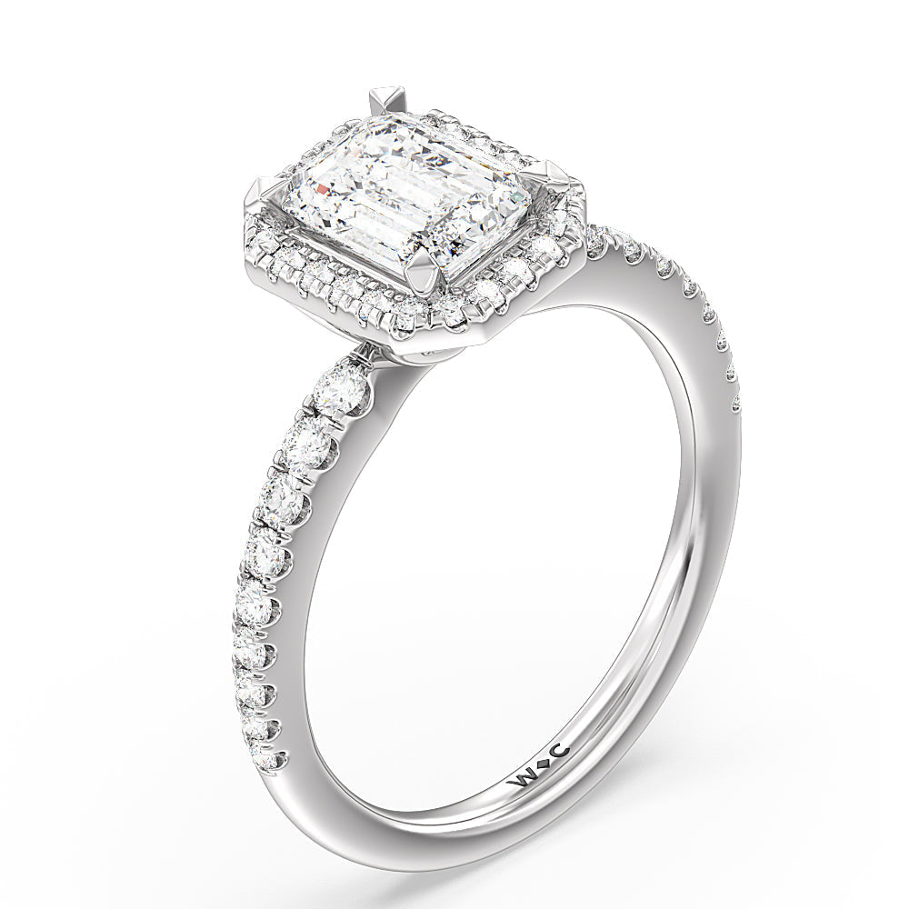 Emerald Cut Octagon Halo Engagement Ring with Lab Grown Diamond in 14KT Platinum view 3
