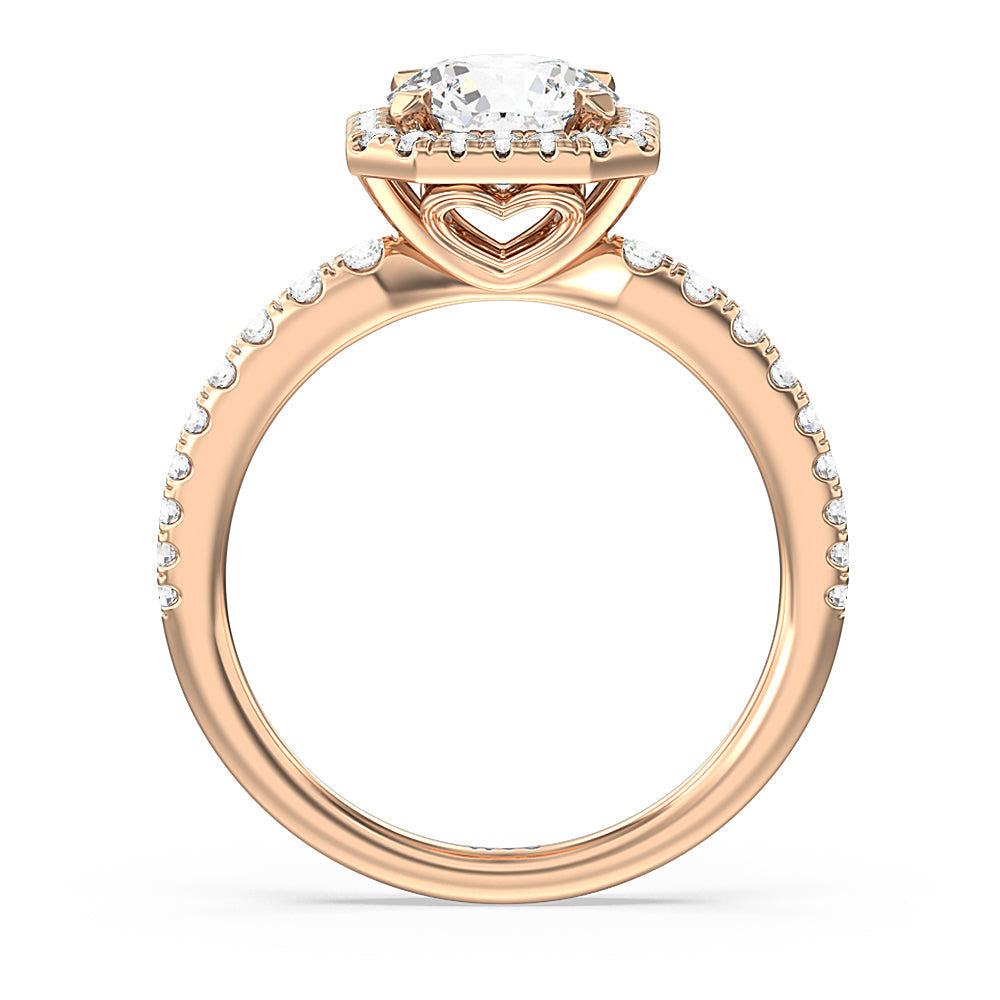 Round Cut Octagon Halo Engagement Ring with Lab Grown Diamond in 14KT Rose Gold view 2
