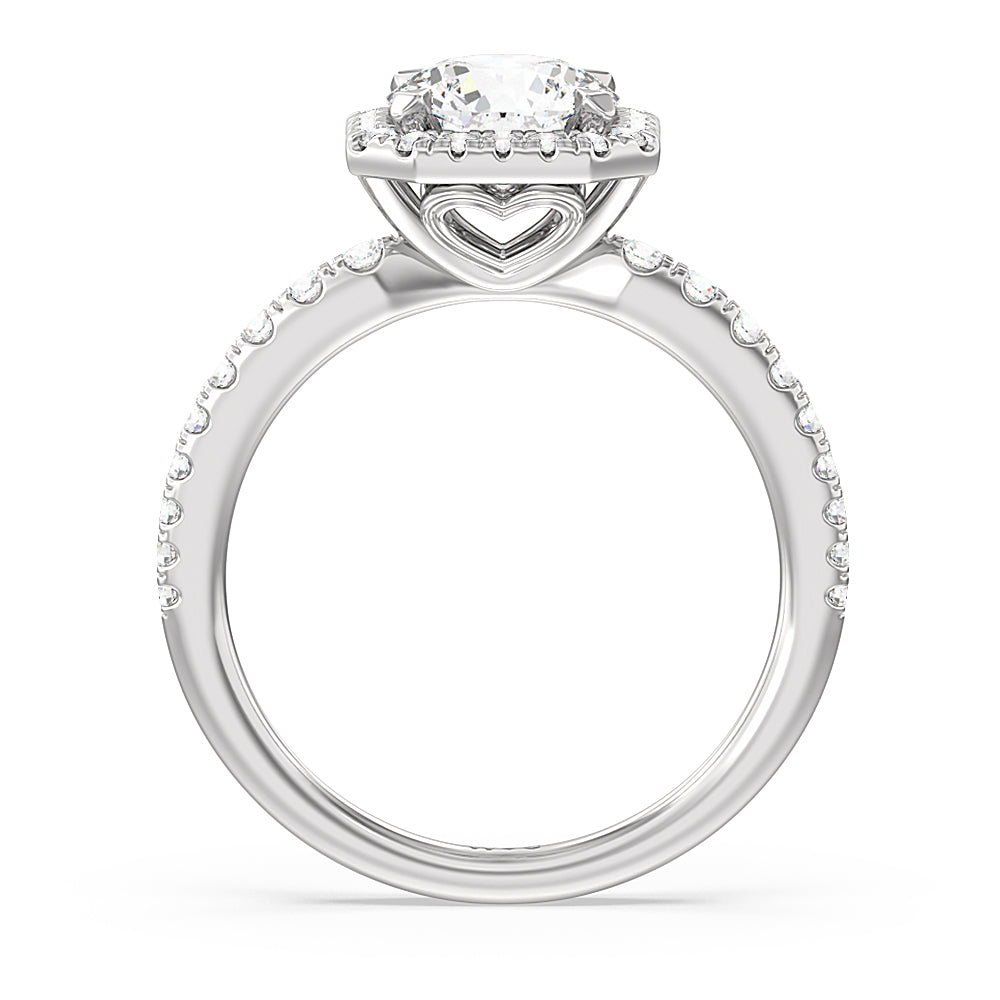 Round Cut Octagon Halo Engagement Ring with Lab Grown Diamond in 14KT Platinum view 2
