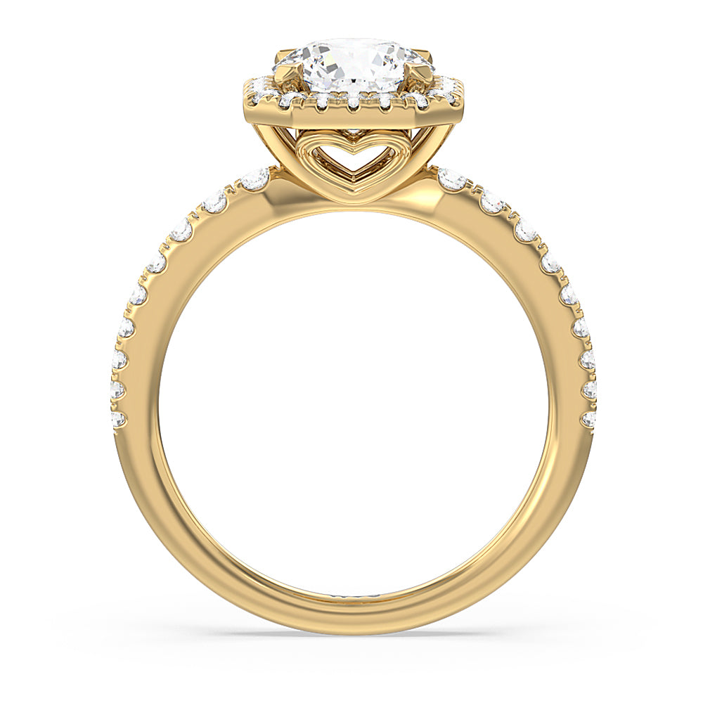 Round Cut Octagon Halo Engagement Ring with Lab Grown Diamond in 14KT Yellow Gold view 2
