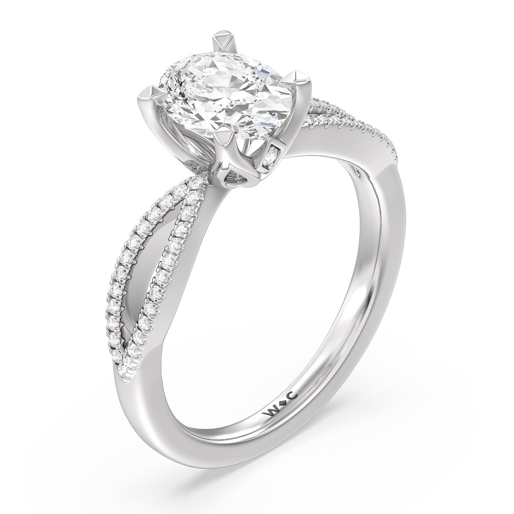 Oval Cut Petal Peekaboo Diamond Engagement Ring with Lab Grown Diamond in 14KT Platinum view 3
