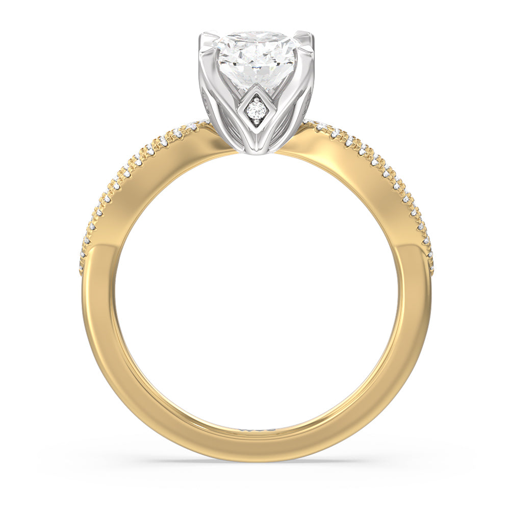 Oval Cut Petal Peekaboo Diamond Engagement Ring with Lab Grown Diamond in 14KT White & Yellow Gold view 2
