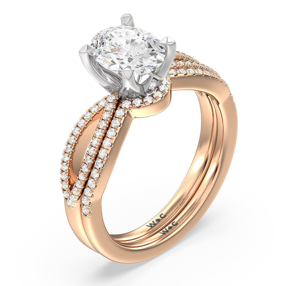 Round Cut Petal Peekaboo Diamond Engagement Ring with Lab Grown Diamond in 14KT White & Rose Gold view 4
