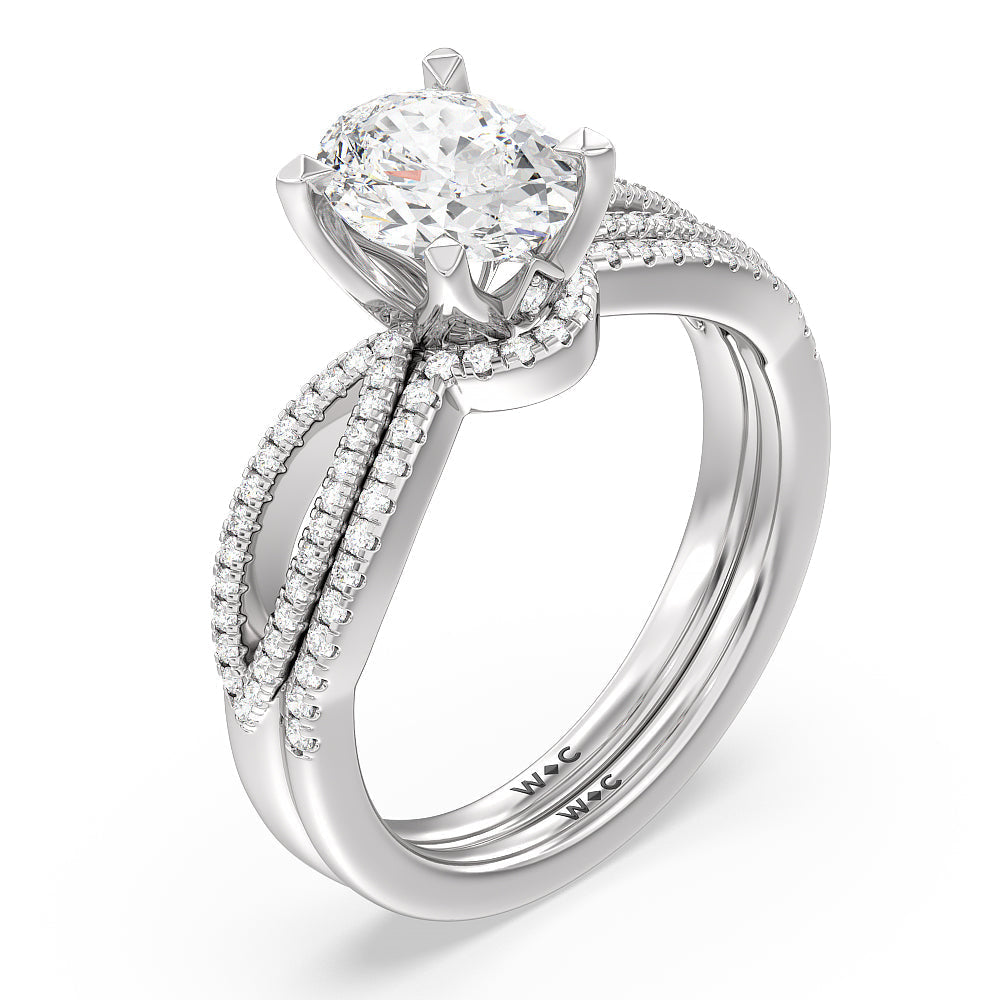 Round Cut Petal Peekaboo Diamond Engagement Ring with Lab Grown Diamond in 14KT Platinum view 4
