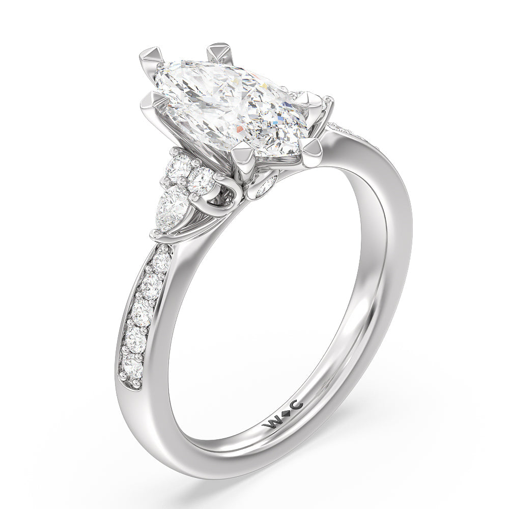 Hidden Accent Rings Triple Hidden Accent 2 5/8 CTTW Emerald Cut Lab Grown Diamond ...