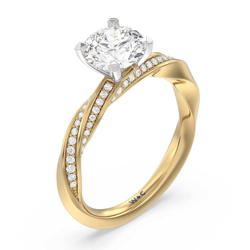 Hidden Accent Rings Twist Hidden Accent 2 1/4 CTTW Round Cut Lab Grown Diamond Engagement ...