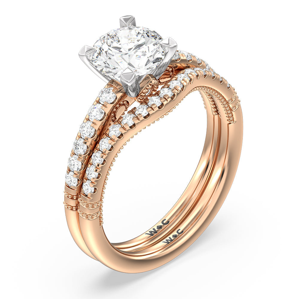 Hidden Accent Rings Milgrain Scroll Hidden Accent Engagement Ring – WithClarity India