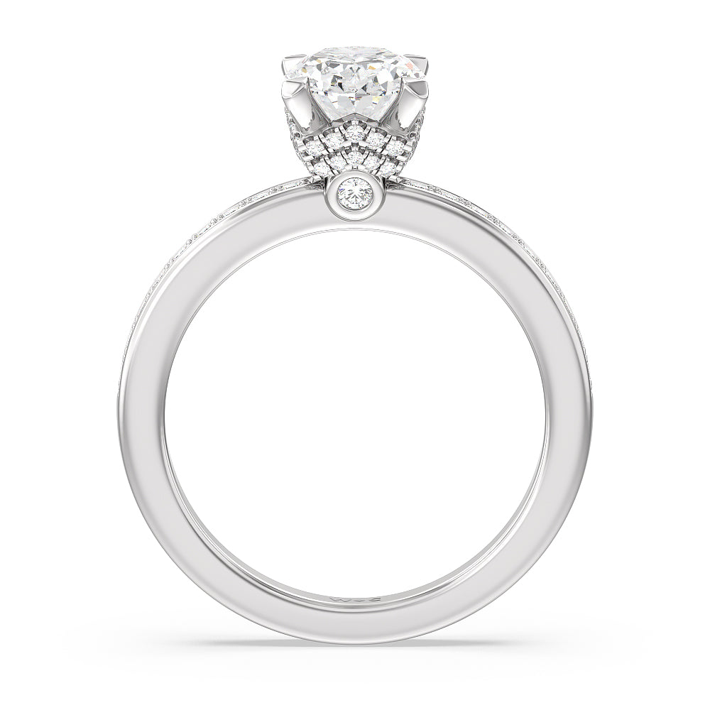 Oval Cut Hidden Accent Double Halo Engagement Ring with Lab Grown Diamond in 14KT Platinum view 2
