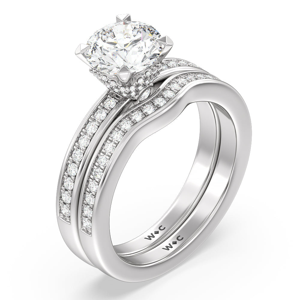 Round Cut Hidden Accent Double Halo Engagement Ring with Lab Grown Diamond in 14KT Platinum view 4
