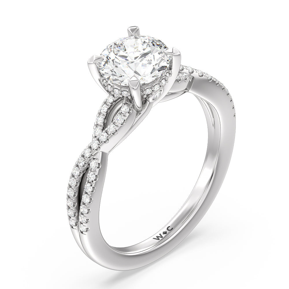 Hidden Accent Rings Twist Hidden Accent 2 1/3 CTTW Round Cut Lab Grown Diamond Engagement ...