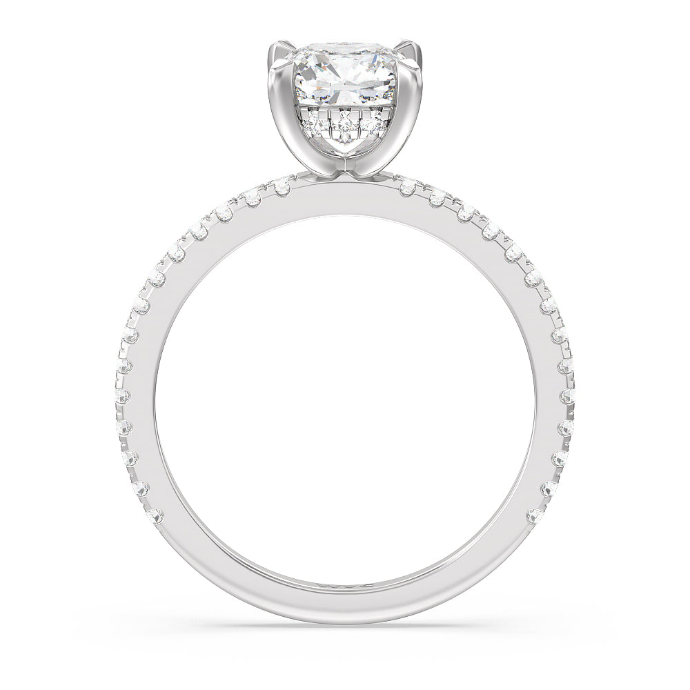 Cushion Cut Classic Hidden Halo Engagement Ring with Lab Grown Diamond in 14KT Platinum view 2
