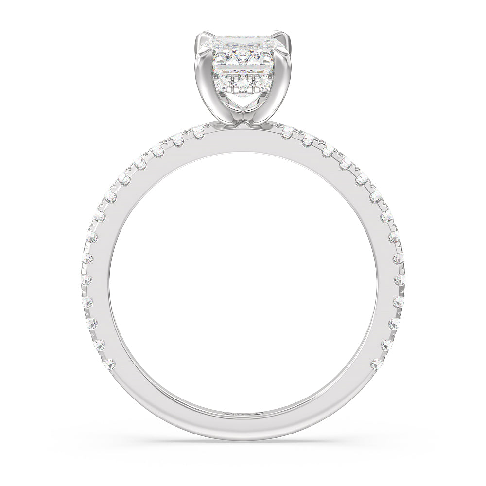 Emerald Cut Classic Hidden Halo Engagement Ring with Lab Grown Diamond in 14KT Platinum view 2
