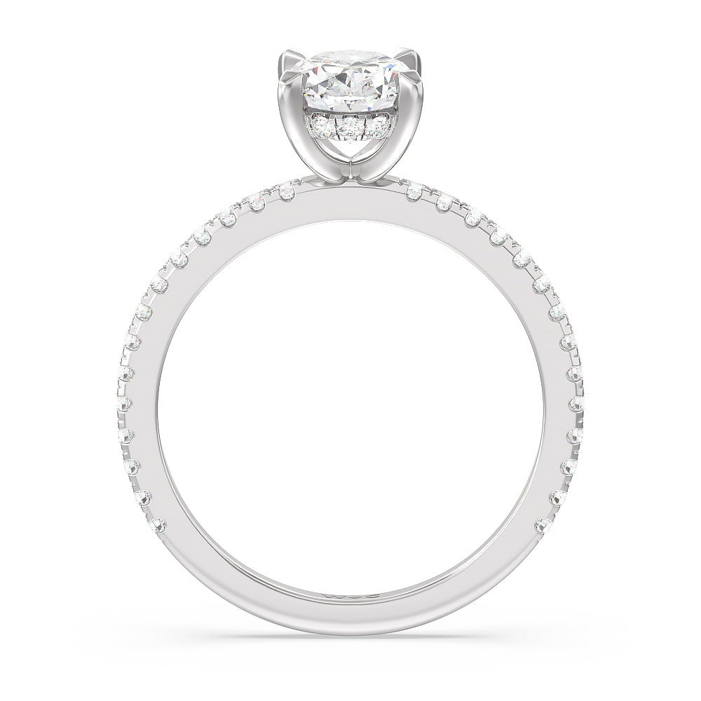 Oval Cut Classic Hidden Halo Engagement Ring with Lab Grown Diamond in 14KT Platinum view 2
