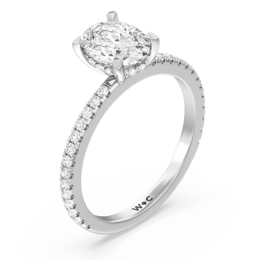Oval Cut Classic Hidden Halo Engagement Ring with Lab Grown Diamond in 14KT Platinum view 3
