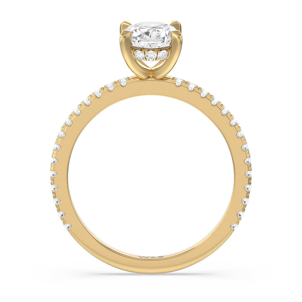Oval Cut Classic Hidden Halo Engagement Ring with Lab Grown Diamond in 14KT Yellow Gold view 2
