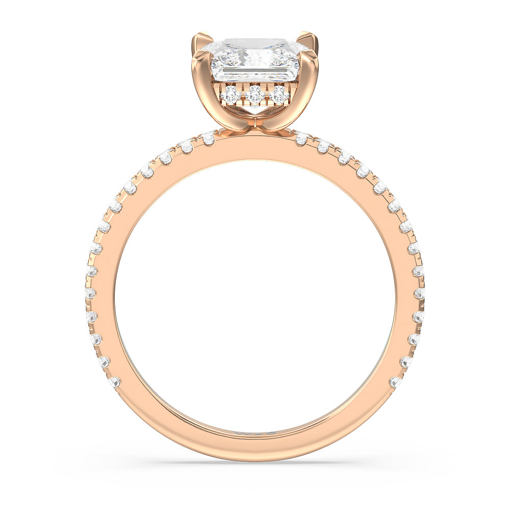 Princess Cut Classic Hidden Halo Engagement Ring with Lab Grown Diamond in 14KT Rose Gold view 2
