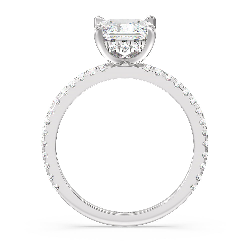 Princess Cut Classic Hidden Halo Engagement Ring with Lab Grown Diamond in 14KT Platinum view 2

