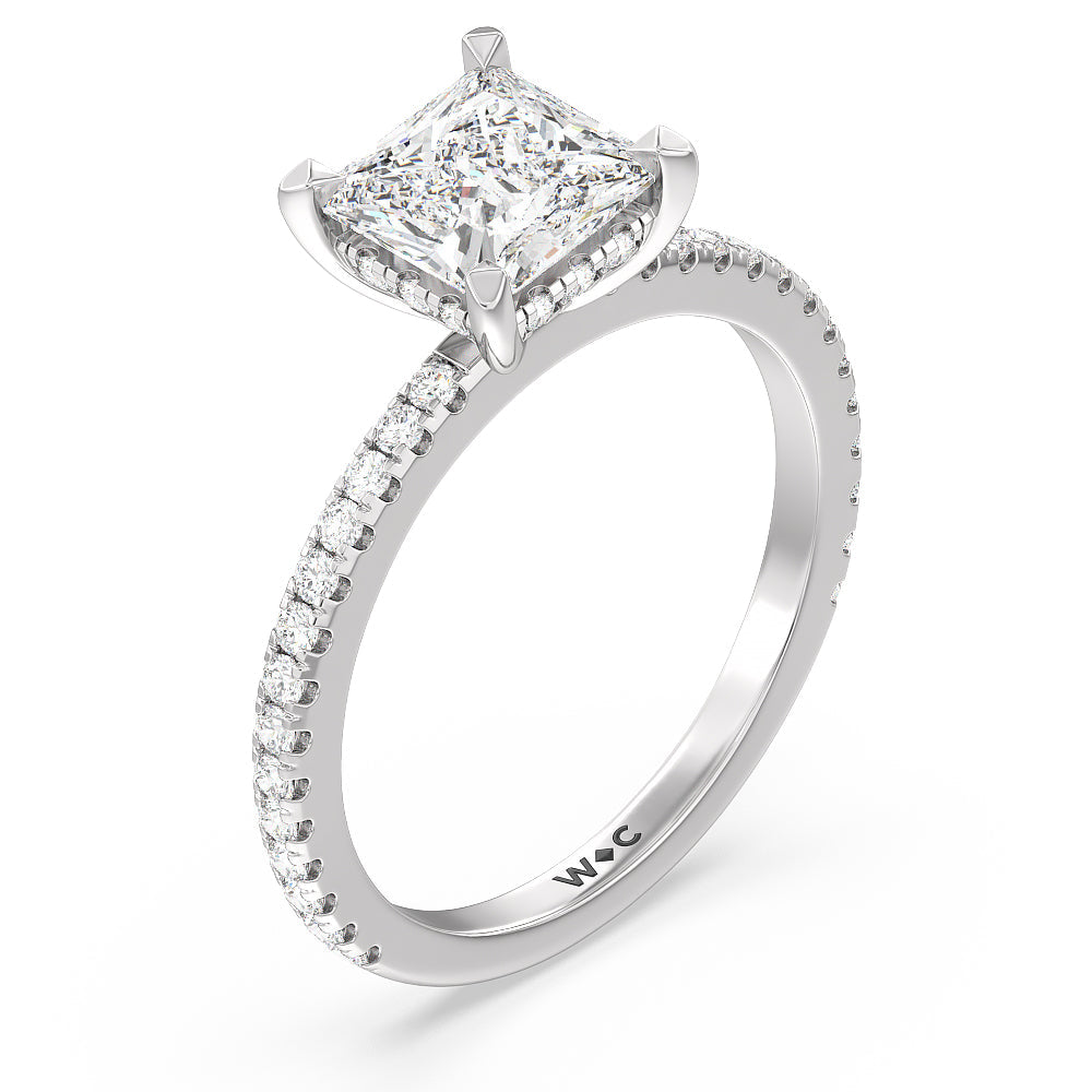 Princess Cut Classic Hidden Halo Engagement Ring with Lab Grown Diamond in 14KT Platinum view 3
