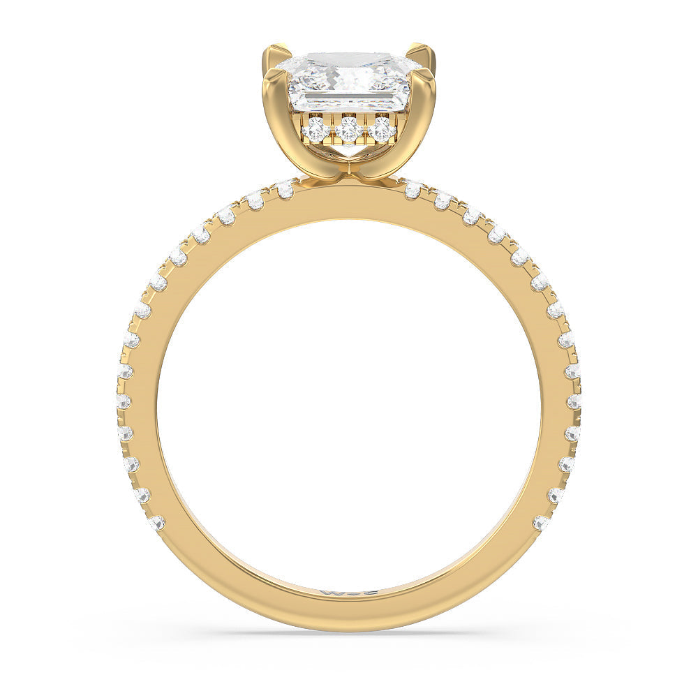 Princess Cut Classic Hidden Halo Engagement Ring with Lab Grown Diamond in 14KT Yellow Gold view 2
