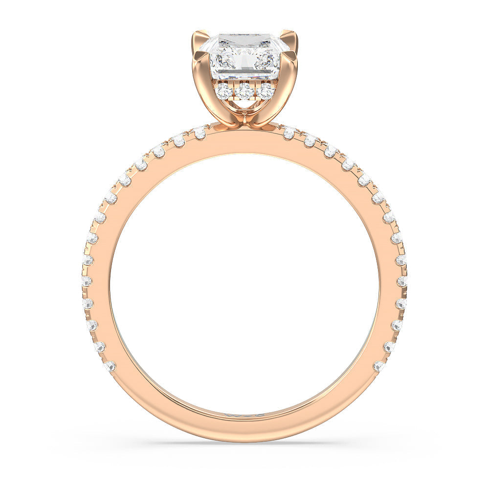 Radiant Cut Classic Hidden Halo Engagement Ring with Lab Grown Diamond in 14KT Rose Gold view 2
