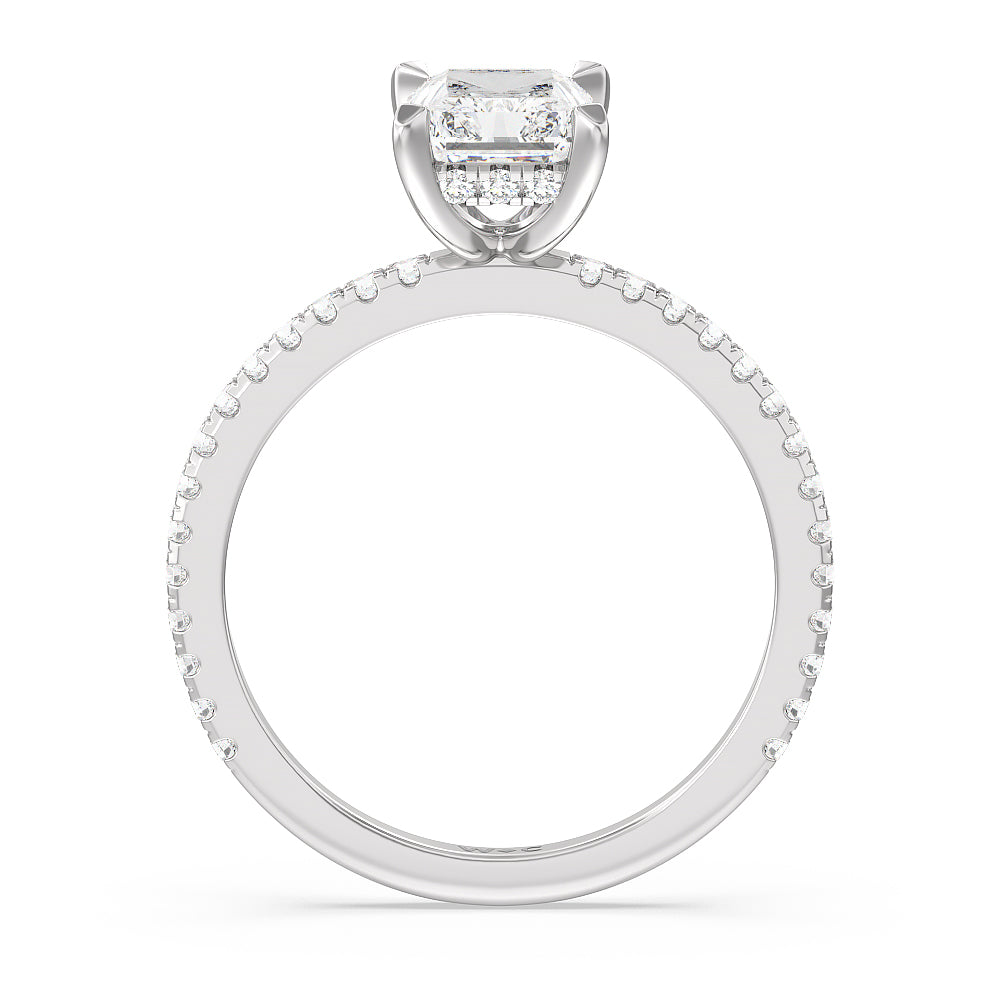 Radiant Cut Classic Hidden Halo Engagement Ring with Lab Grown Diamond in 14KT Platinum view 2
