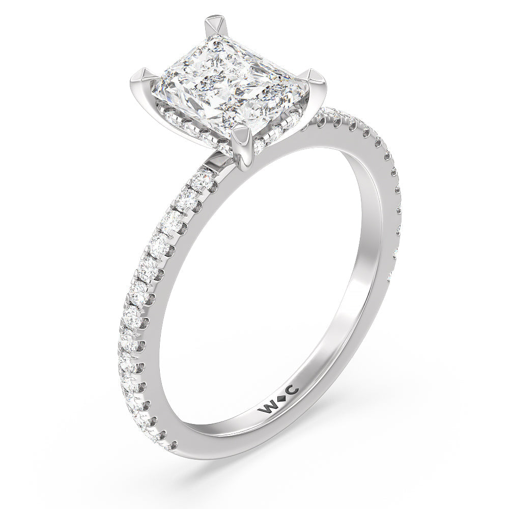 Radiant Cut Classic Hidden Halo Engagement Ring with Lab Grown Diamond in 14KT Platinum view 3
