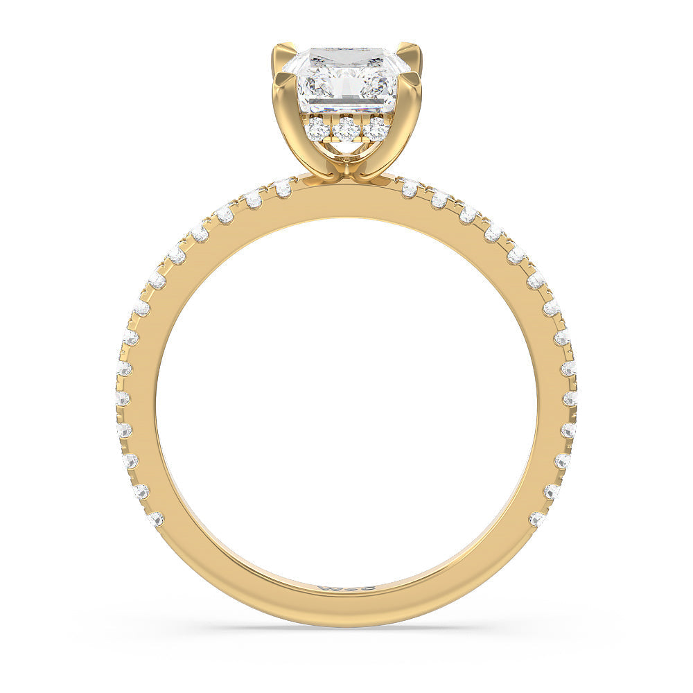 Radiant Cut Classic Hidden Halo Engagement Ring with Lab Grown Diamond in 14KT Yellow Gold view 2
