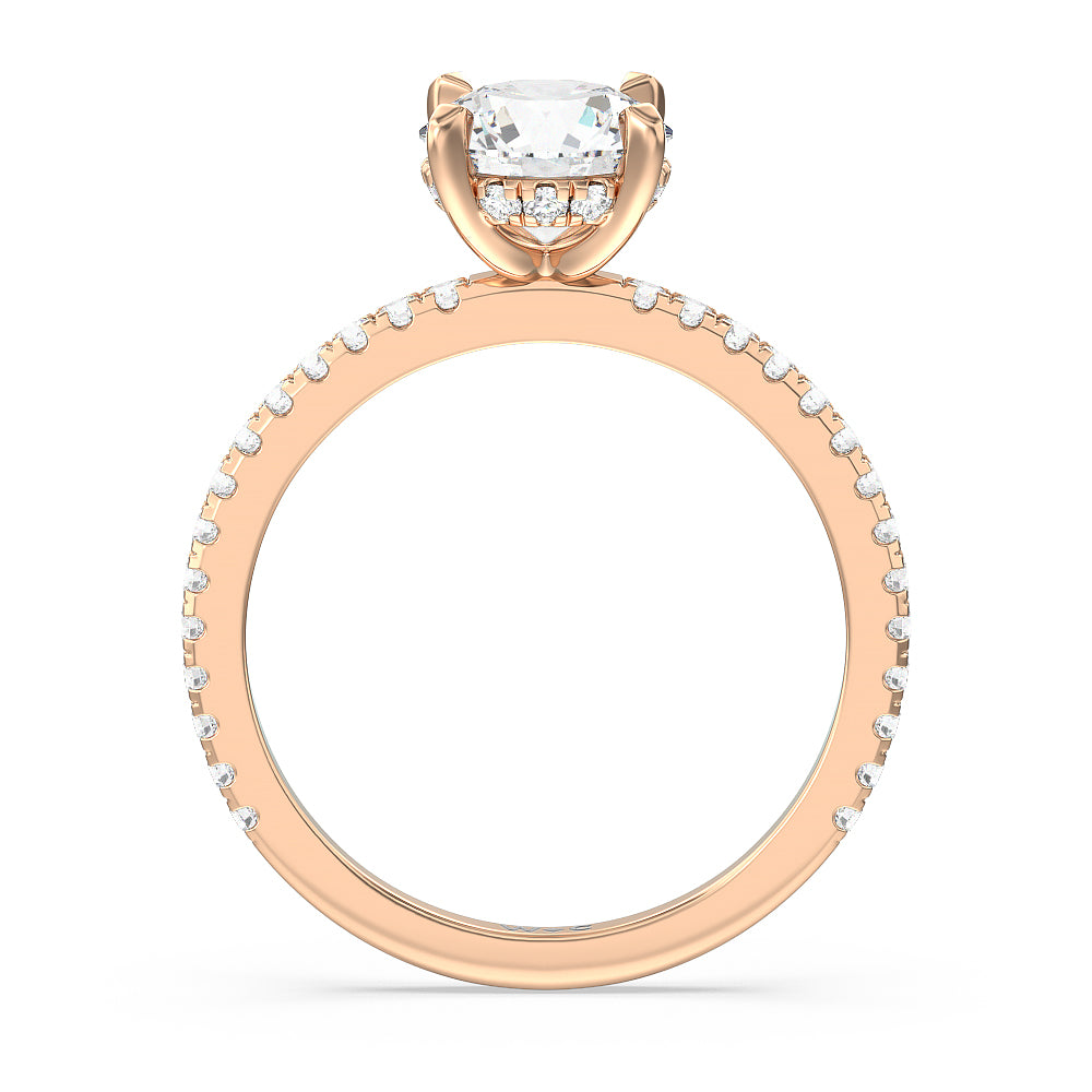 Round Cut Classic Hidden Halo Engagement Ring with Lab Grown Diamond in 14KT Rose Gold view 2

