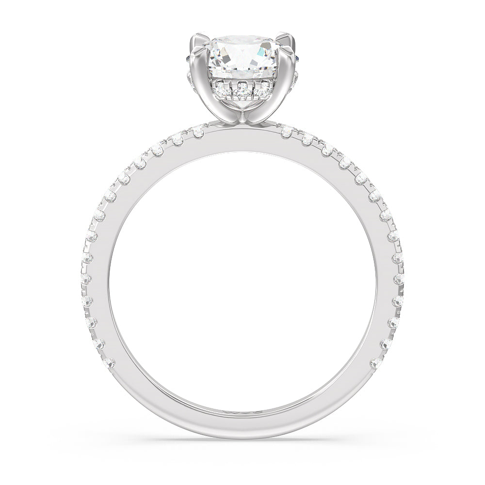 Round Cut Classic Hidden Halo Engagement Ring with Lab Grown Diamond in 14KT Platinum view 2
