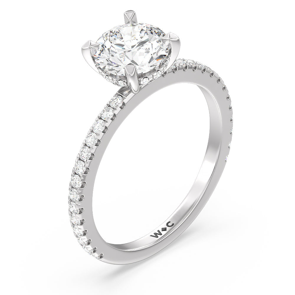 Round Cut Classic Hidden Halo Engagement Ring with Lab Grown Diamond in 14KT Platinum view 3
