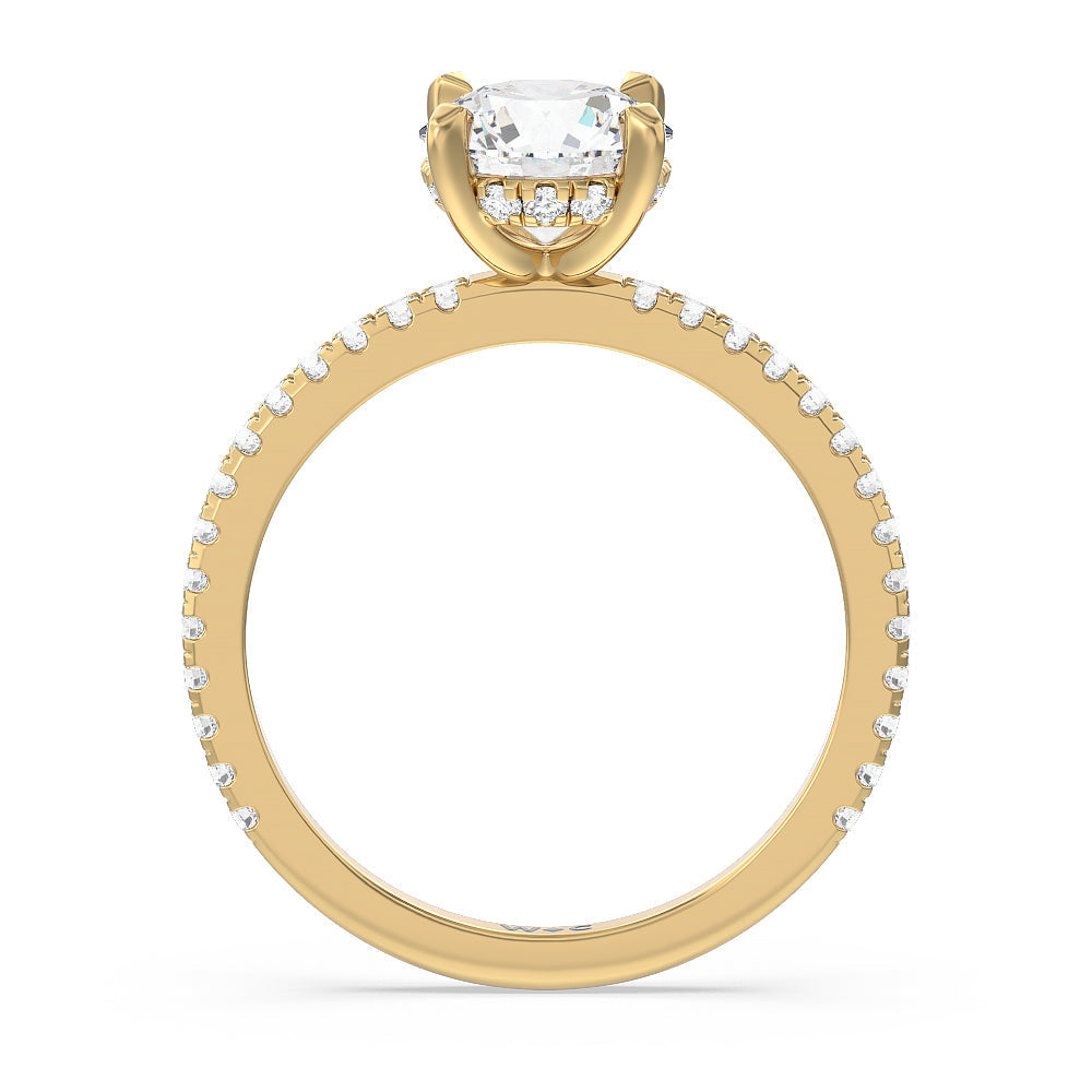 Round Cut Classic Hidden Halo Engagement Ring with Lab Grown Diamond in 14KT Yellow Gold view 2
