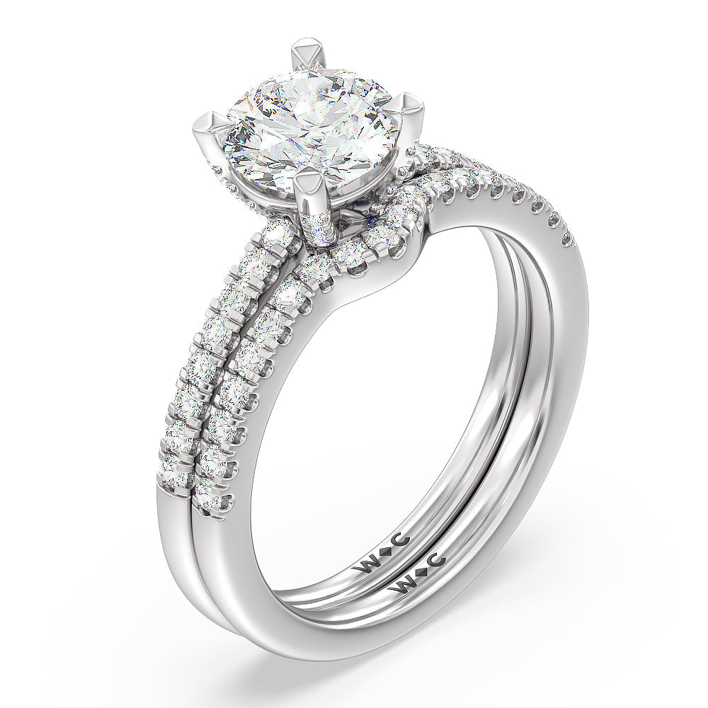 Something Blue Veronica Spire Under Halo Engagement Ring with Oval Cut Diamond in 14KT Platinum view 4
