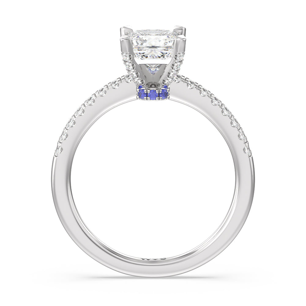 Something Blue Veronica Spire Under Halo Engagement Ring with Princess Cut Diamond in 14KT Platinum view 2
