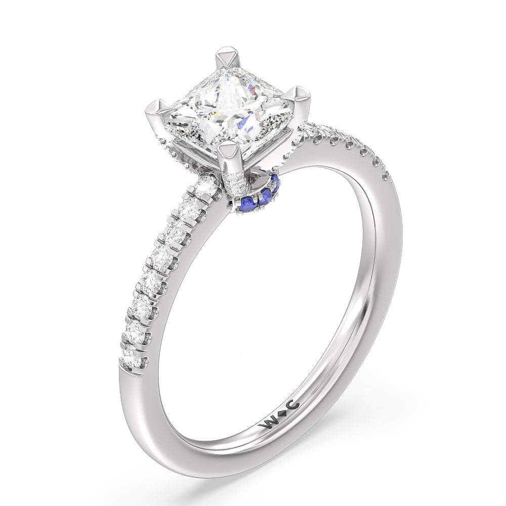 Something Blue Veronica Spire Under Halo Engagement Ring with Princess Cut Diamond in 14KT Platinum view 3
