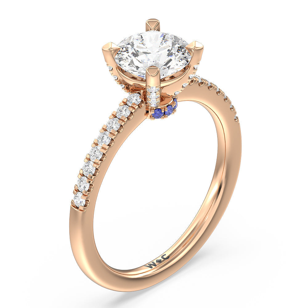 Something Blue Veronica Spire Under Halo Engagement Ring with Round Cut Diamond in 14KT Rose Gold view 3
