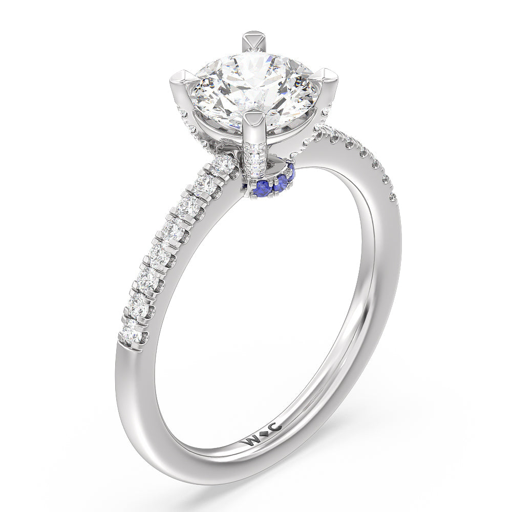 Something Blue Veronica Spire Under Halo Engagement Ring with Round Cut Diamond in 14KT Platinum view 3
