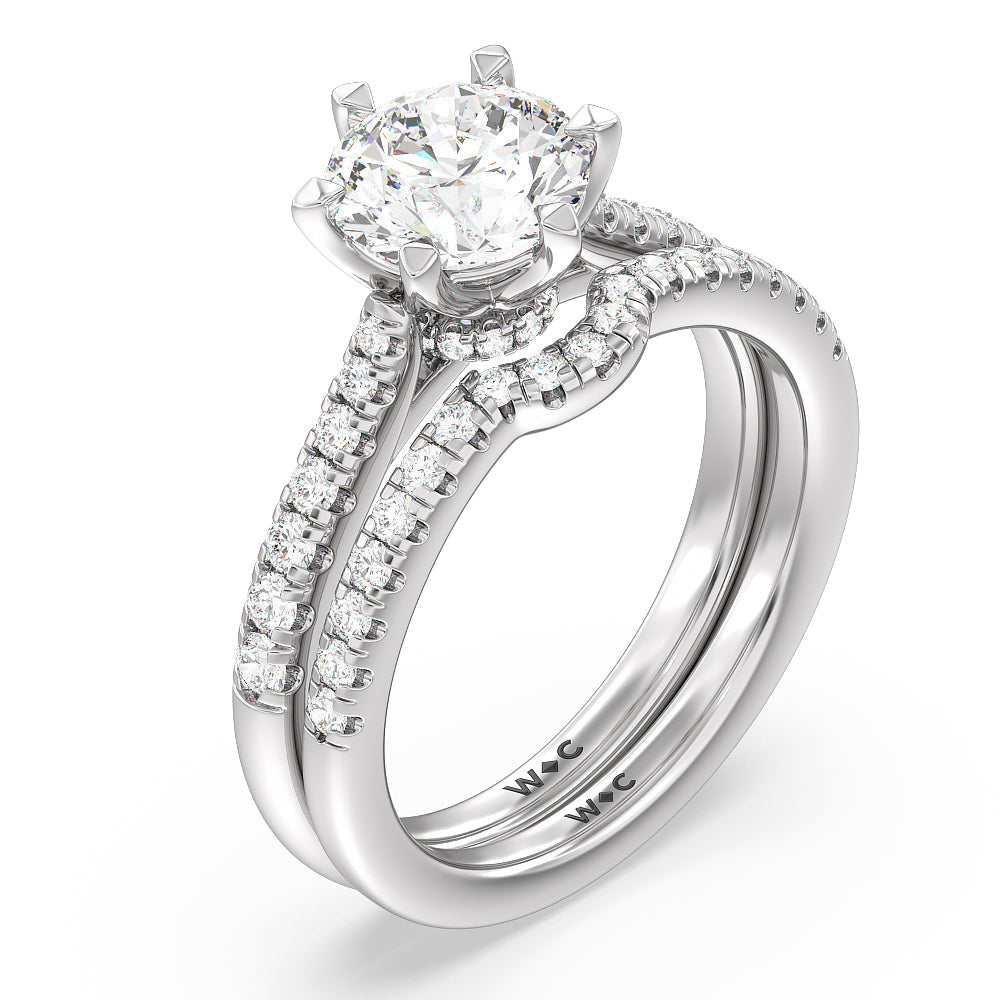Classic Pave Under Halo Engagement Ring with Emerald Cut Diamond in 14KT Platinum view 4
