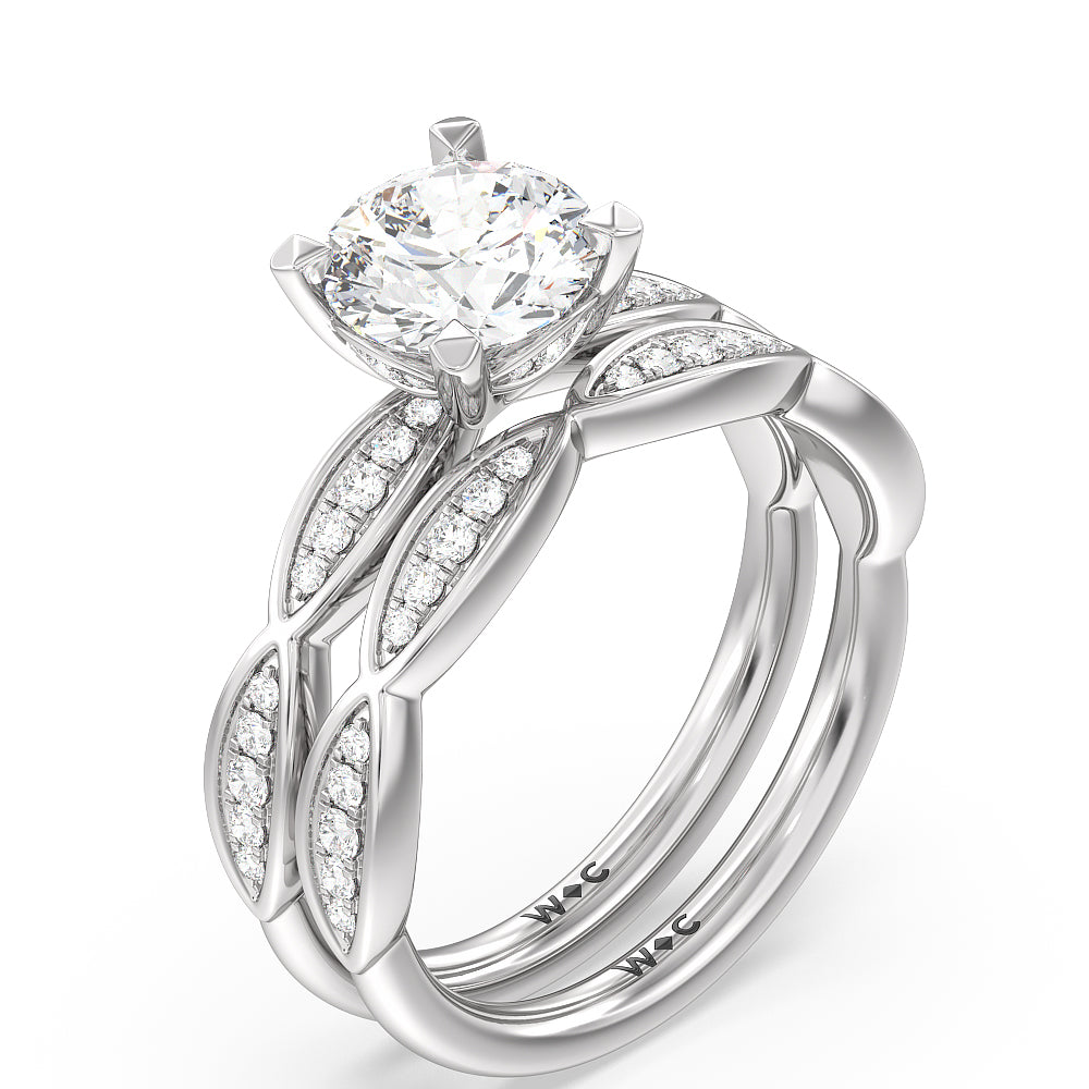 Diamond Braid Engagement Ring with Oval Cut Diamond in 14KT Platinum view 4
