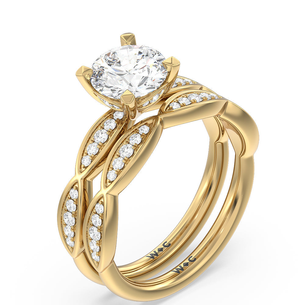 Diamond Braid Engagement Ring with Radiant Cut Diamond in 14KT Yellow Gold view 4
