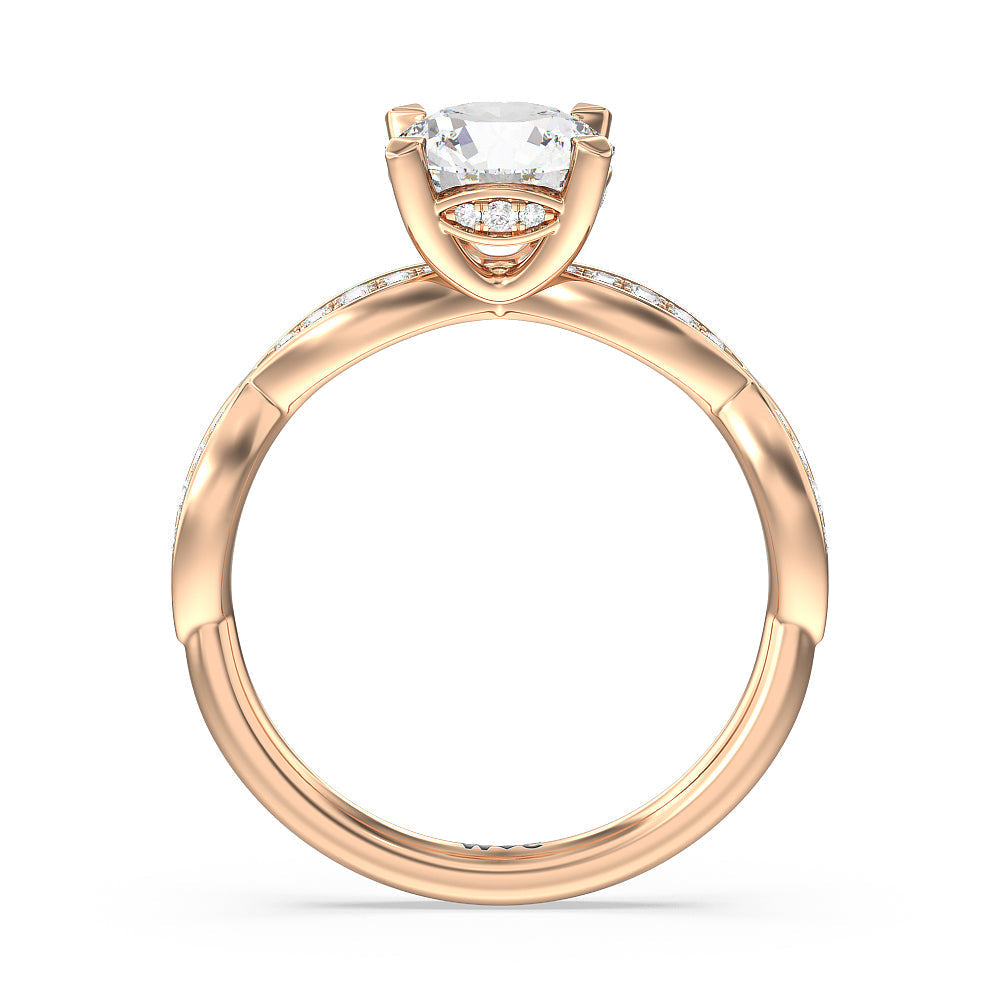 Diamond Braid Engagement Ring with Round Cut Diamond in 14KT Rose Gold view 2
