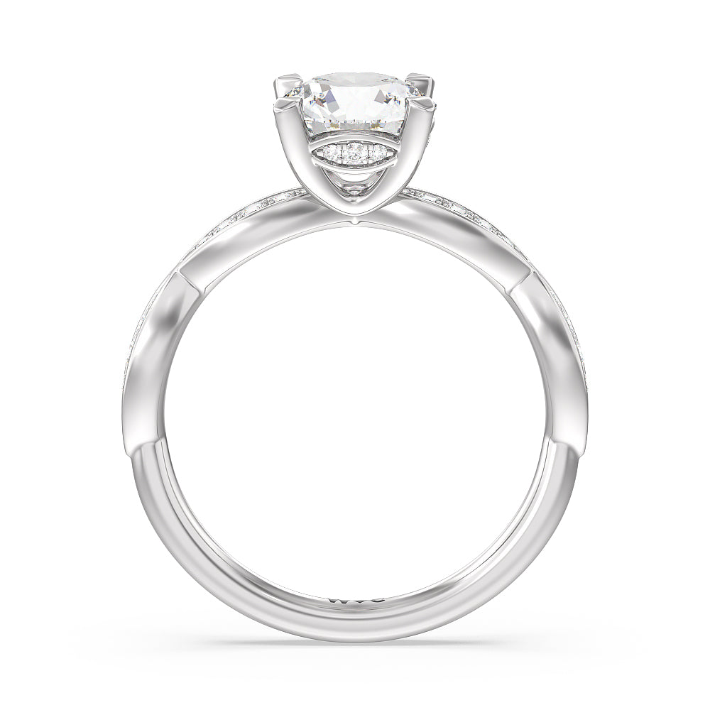 Diamond Braid Engagement Ring with Round Cut Diamond in 14KT Platinum view 2
