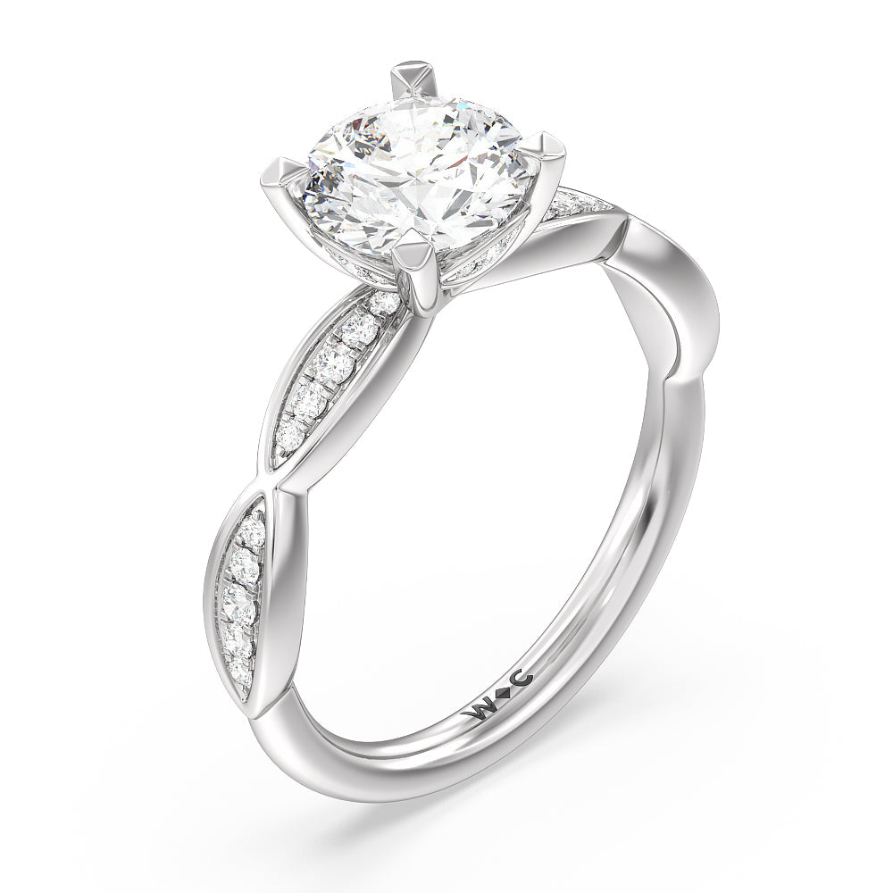 Diamond Braid Engagement Ring with Round Cut Diamond in 14KT Platinum view 3
