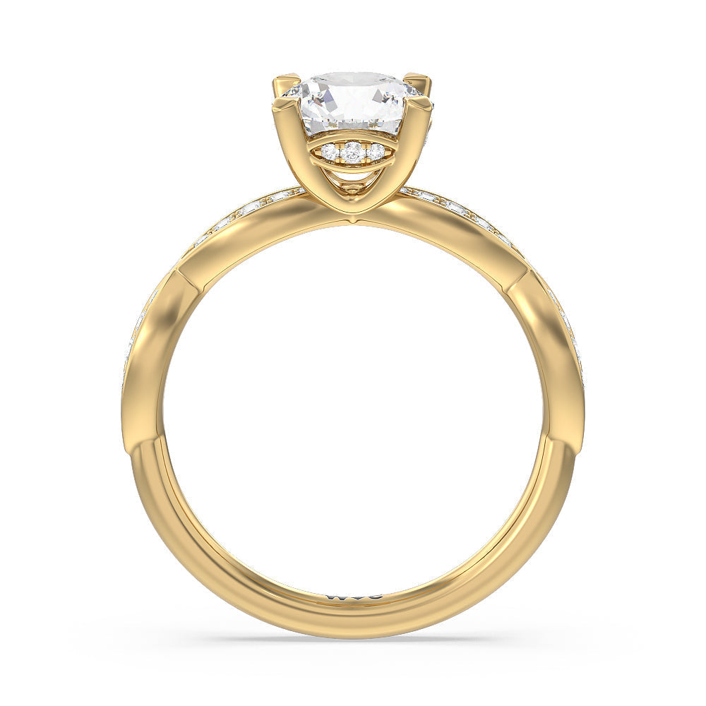 Diamond Braid Engagement Ring with Round Cut Diamond in 14KT Yellow Gold view 2
